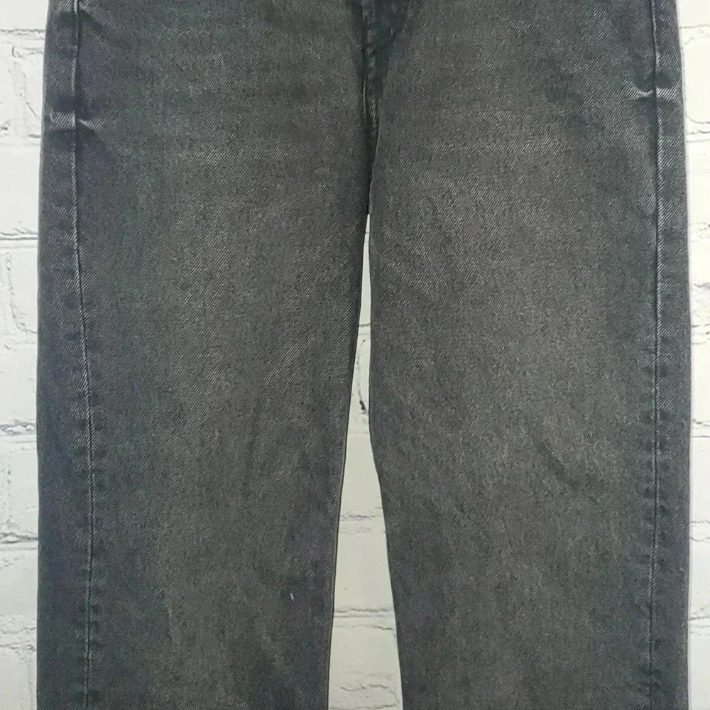 Zara Women's Relaxed Baggy Fit Button Up Black Non Distressed  Unhem Jeans Sz 2 - Picture 3 of 12